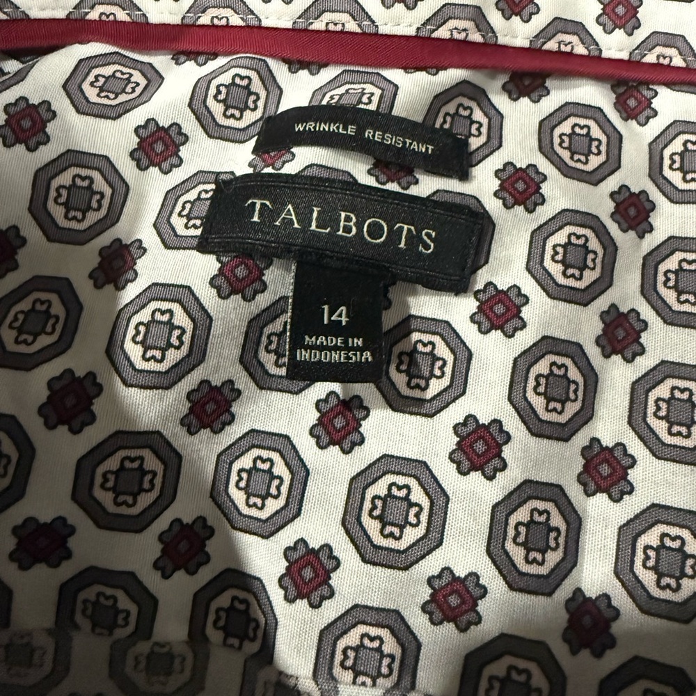 Talbots Geometric Print Wrinkle Resistant Button Down Shirt - Picture 7 of 8